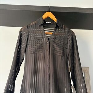 Express Black Sheer Striped Blouse